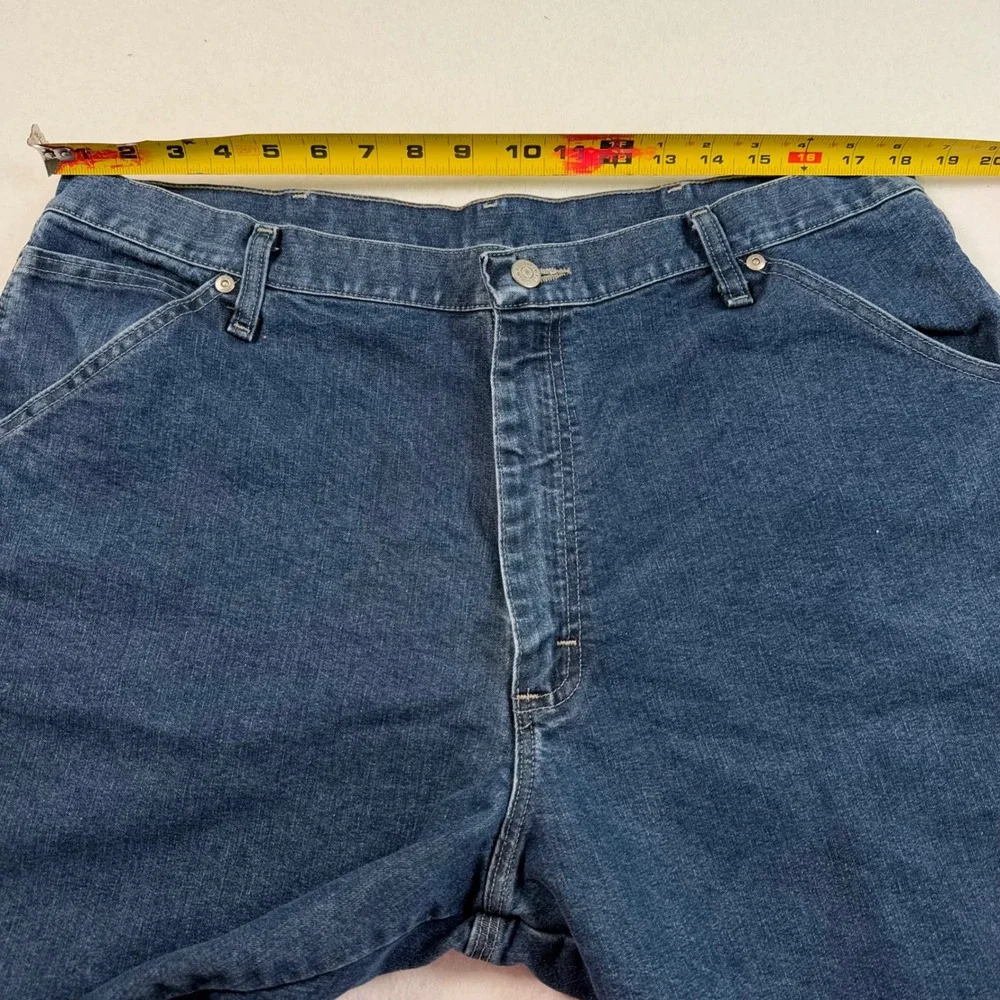 Wrangler Mens Dark Wash Denim Cut Off Carpenter Cargo Shorts 36 Waist